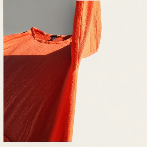 Eileen‎ Fisher Top Small Orange Pink | 3/4 Sleeve Textured Knit with Pocket - Picture 4 of 5